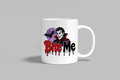Bite Me funny mug, white 11oz ceramic novelty gift, front view