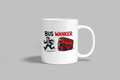 Bus Wanker funny mug, white 11oz ceramic novelty gift, front view