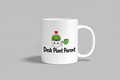 Desk Plant Parent funny mug, white 11oz ceramic novelty gift, front view