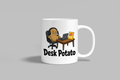 Desk Potato funny mug, white 11oz ceramic novelty gift, front view