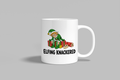 Elfing Knackered funny mug, white 11oz ceramic novelty gift, front view