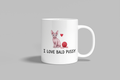 I Love Bald Pussy funny mug, white 11oz ceramic novelty gift, front view