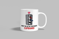 Meet Me In The Stationery Cupboard funny mug, white 11oz ceramic novelty gift, front view