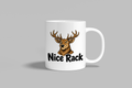 Nice Rack funny mug, white 11oz ceramic novelty gift, front view