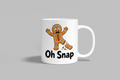 Oh Snap funny mug, white 11oz ceramic novelty gift, front view