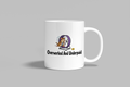Overworked And Underpaid funny mug, white 11oz ceramic novelty gift, front view