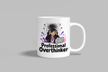 Professional Overthinker funny mug, white 11oz ceramic novelty gift, front view