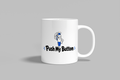 Push My Button funny mug, white 11oz ceramic novelty gift, front view