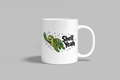 Shell Yeah funny mug, white 11oz ceramic novelty gift, front view