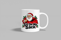 Sit On My Sack funny mug, white 11oz ceramic novelty gift, front view