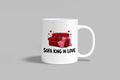 Sofa King In Love funny mug, white 11oz ceramic novelty gift, front view