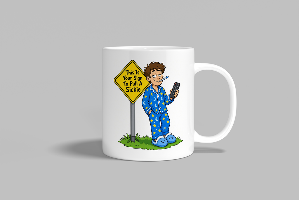 This Is Your Sign To Pull A Sickie funny mug, white 11oz ceramic novelty gift, front view