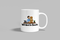 Will Work For Biscuits funny mug, white 11oz ceramic novelty gift, front view